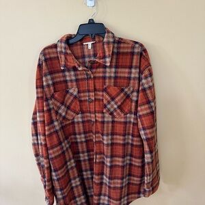 Maurices Orange and Blue Plaid Shirt